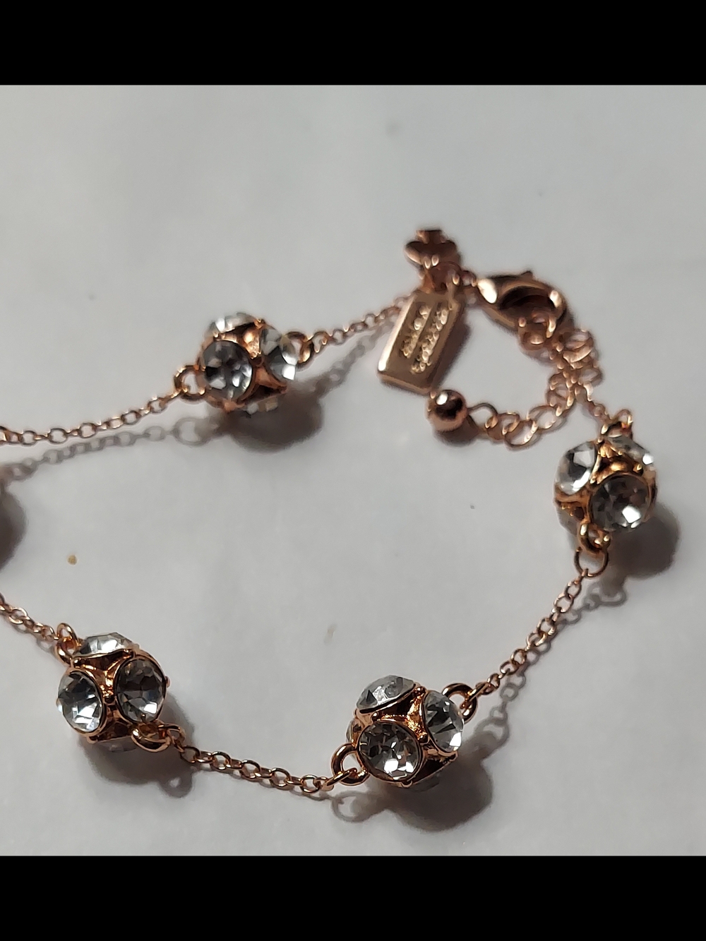 Kate Spade Rose Gold Crystal Station Bracelet - Women Jewelry